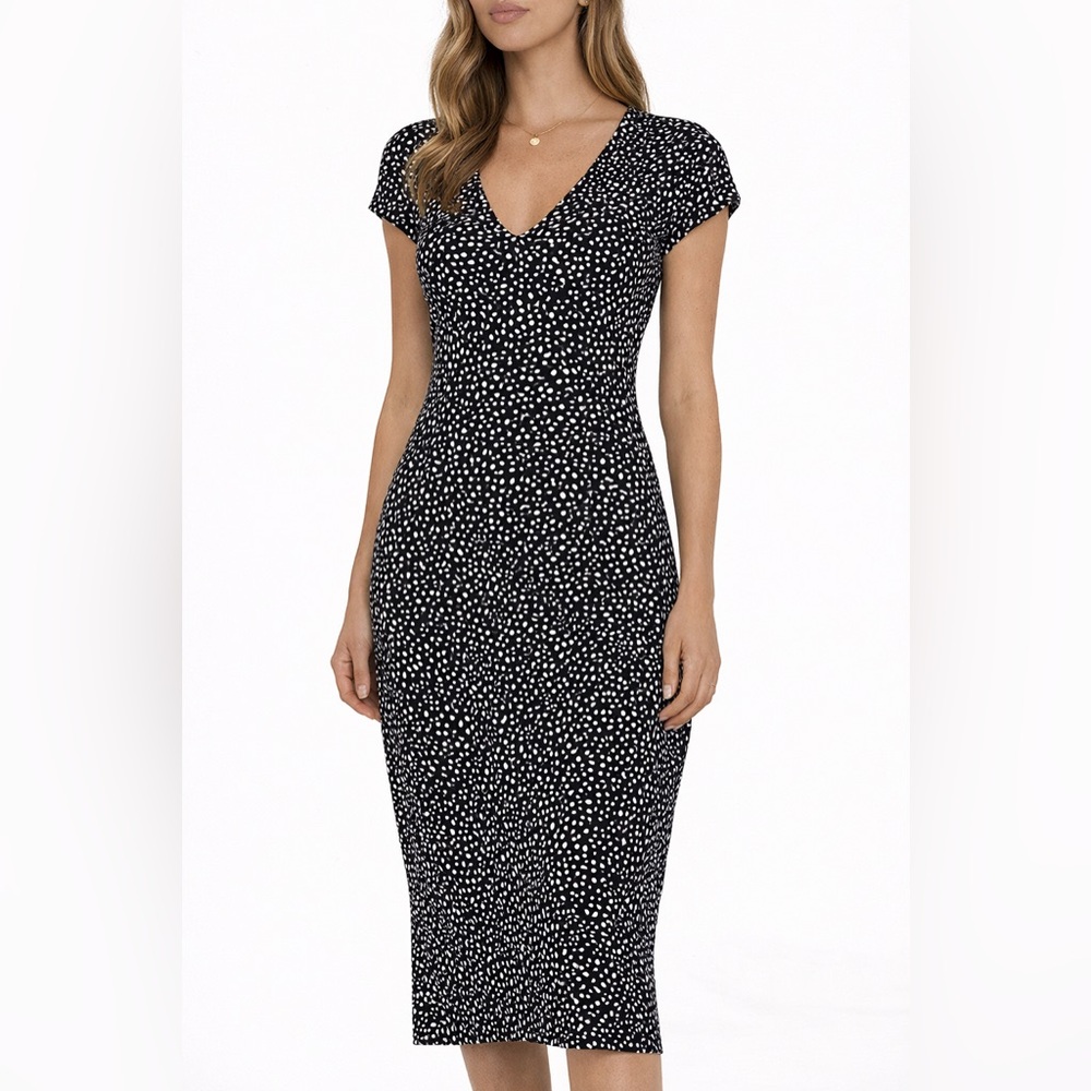 Jessica Simpson Black & White Polka Dot Midi Dress Size Medium